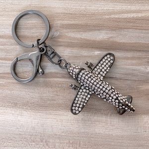 ❤️ Rhinestone airplane keychain bag charm